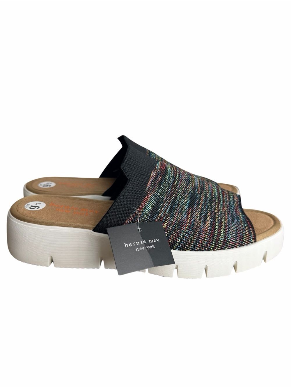 Bernie Mev FX Ofrah Slide Sandals size 40/9.5M Black Multi Knit Slip On Shoes